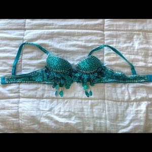 Blue sequin bra